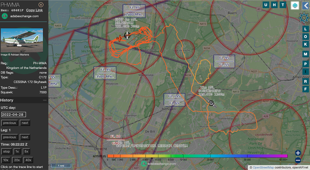 tracering van landing op EHHV